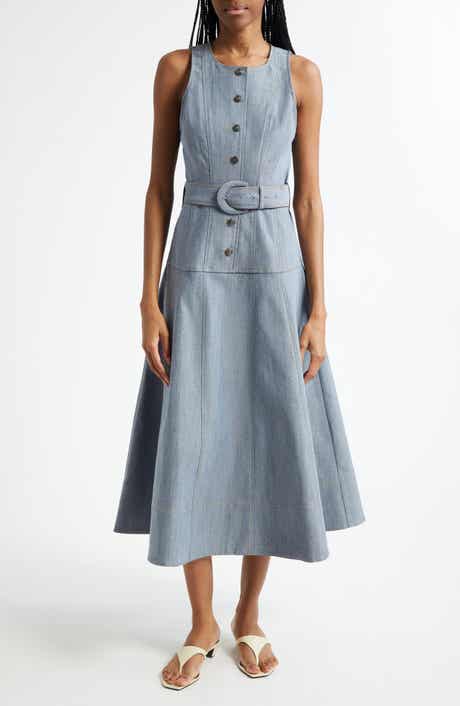 Flutter Sleeve Pleated Midi Dress