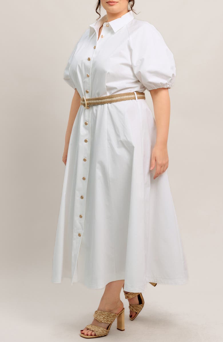 FLYING TOMATO Puff Sleeve Shirtdress