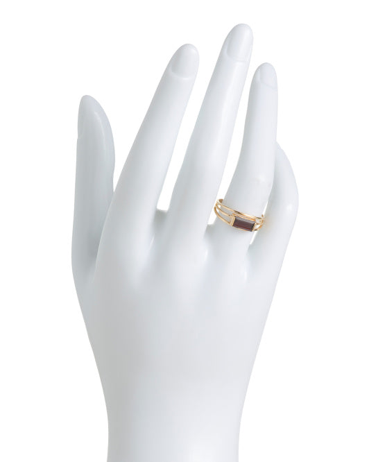 SHIVAM Made In India 14kt Gold Plated Garnet Ring