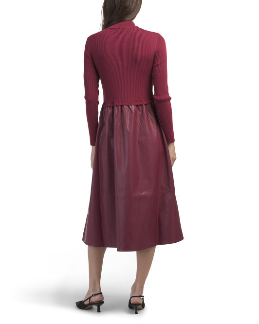 NANETTE NANETTE LEPORE Twofer Sweater Dress With Faux Leather Skirt
