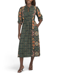 CELINA MOON Long Sleeve Floral Maxi Dress  VinNews Recommendations