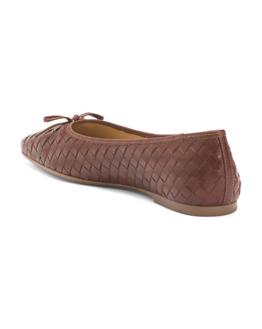 BERNARDO Made In Brazil Leather Gwynn Woven Ballet Flats