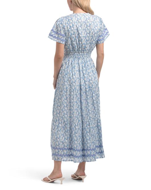 SAIL TO SABLE Cinched Waist Midi Dress With Ric Rac Trim