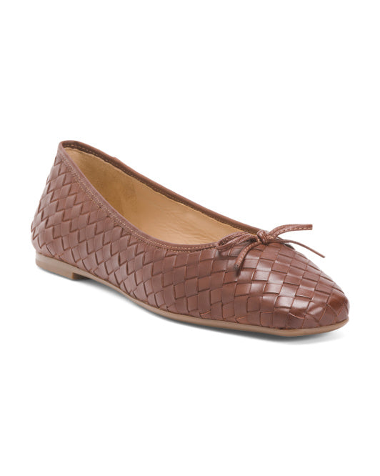 BERNARDO Made In Brazil Leather Gwynn Woven Ballet Flats