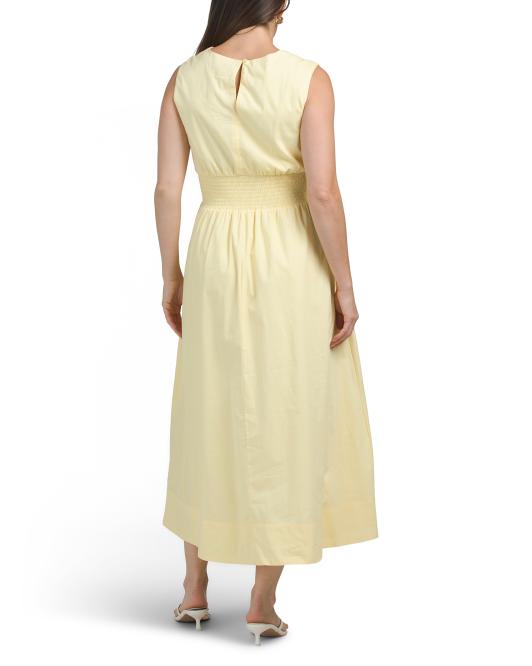 LEA Cotton Poplin Twist Front Maxi Dress