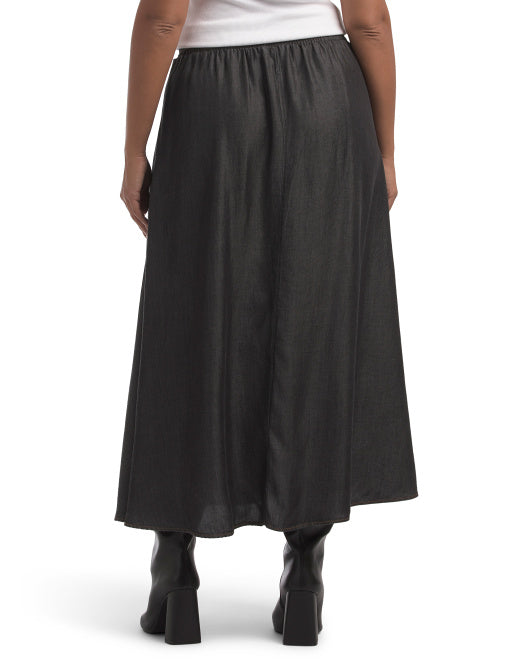 SUNNY LEIGH Elastic Drawstring Waistband Skirt With Pockets