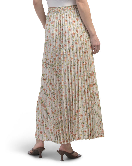 MAX STUDIO LONDON Pleated Floral Maxi Skirt