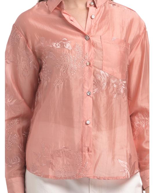 LIV LOS ANGELES Embroierd Button Front Blouse