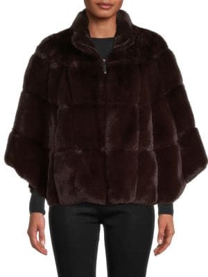 BELLE FARE
Faux Fur Zip Up Poncho