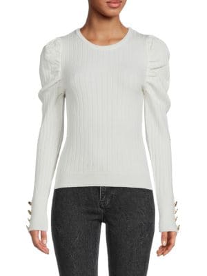 Cliché
Puff Sleeve Ribbed Sweater