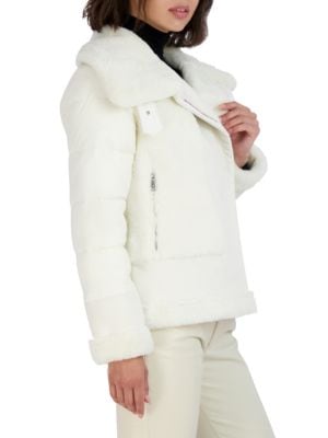 Tahari
Saylor Faux Shearling Moto Puffer Coat