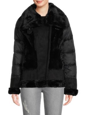 Tahari
Saylor Faux Shearling Moto Puffer Coat