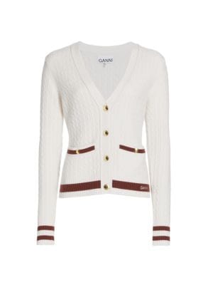 GANNI
Wool-Cashmere Blend Cable Knit Cardigan