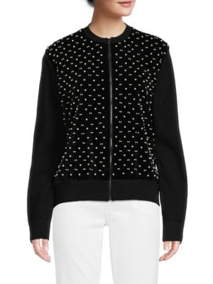 Max Studio
Embellished Velvet Zip Front Jacket