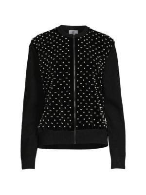 Max Studio
Embellished Velvet Zip Front Jacket