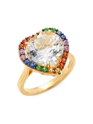 Effy
 14K Yellow Goldplated Sterling Silver & Multistone Heart Ring
