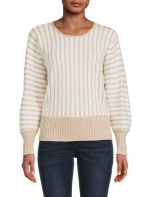 T Tahari
Striped Puff Sleeve Sweater