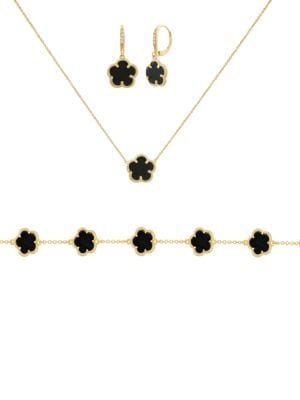 Jan-Kou
3-Piece 14K Goldplated Brass Necklace, Earring & Bracelet Set