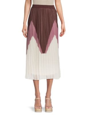 Wdny
Colorblock Pleated Midi Skirt