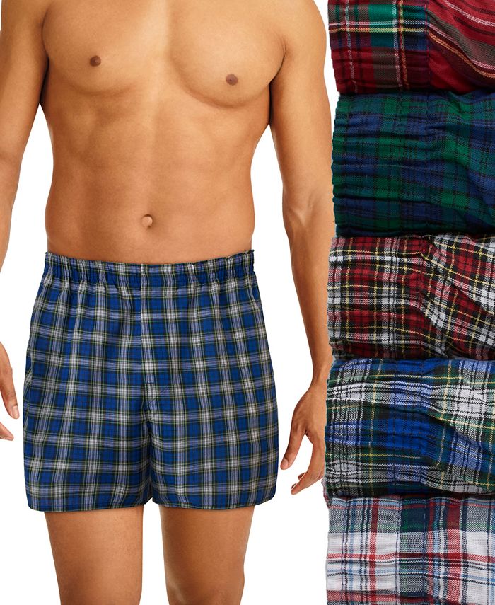 Hanes - Men's 5-Pk. Ultimate® FreshIQ® Tartan Print Woven Boxers