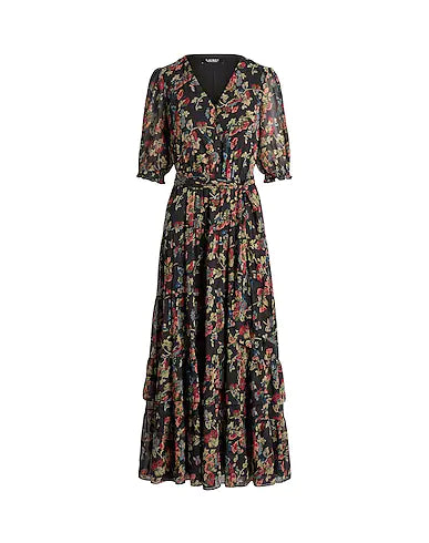 LAUREN RALPH LAUREN Long dress FLORAL BELTED CRINKLE GEORGETTE DRESS
Black 100% Recycled polyester