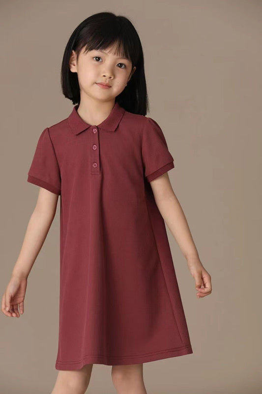 Children Polo Dress Summer Fashion Teenager Girl Short Sleeve Dresses 4-12T Kids Clothes School Uniform