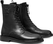 Double-T Croc Embossed Combat Boot (Women)