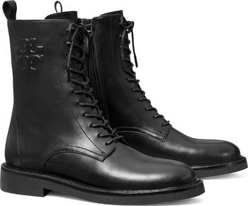 Double-T Croc Embossed Combat Boot (Women)