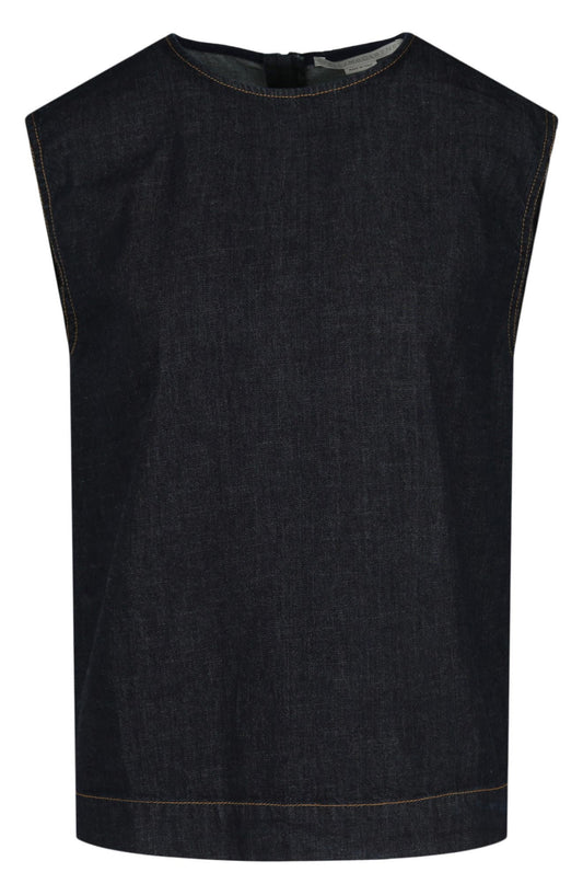 Stella McCartney Piper Denim Sleeveless Top, Main, color, DARK INDIGO