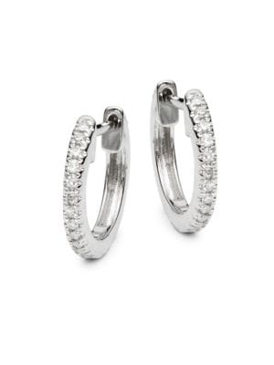 Effy ENY
 Sterling Silver & 0.21 TCW Diamond Hoop Earrings