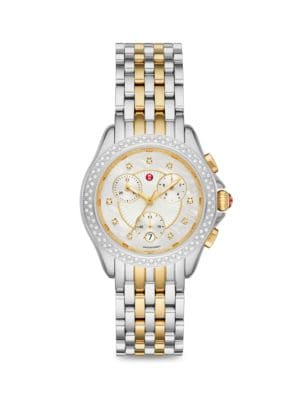 Michele
  Belmore 18K Goldplated Stainless Steel & 0.34 TCW Diamond Bracelet Watch