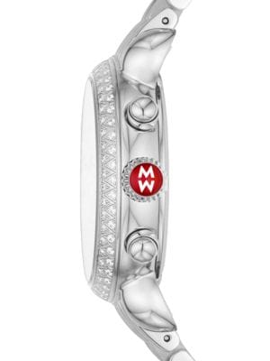 Michele
 36MM Stainless Steel & Diamond Bracelet Watch