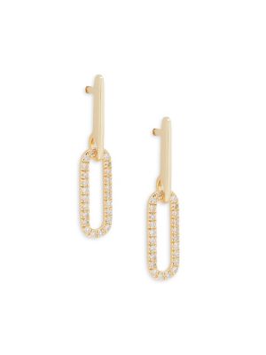 Effy ENY
 14K Yellow Goldplated & Diamond Drop Earrings