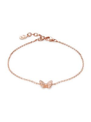 Effy ENY
 14K Rose Goldplated Sterling Silver & 0.10 TCW Diamond Butterfly Necklace