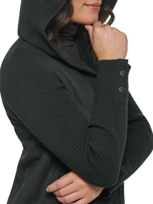 Kenneth Cole
 Ribbed Sleeve Hooded Coat