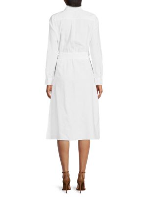 Saks Fifth Avenue
 Faux Wrap Linen Blend Shirt Dress