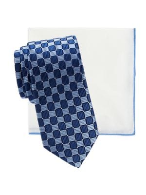 Hickey Freeman
 2-Piece Patterned Tie & Solid Pocket Square Set