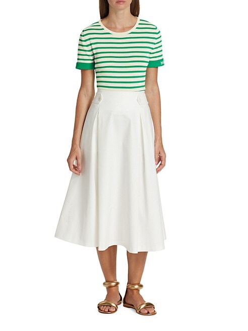 Toledo Stretch Cotton A-Line Midi-Skirt