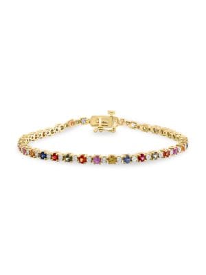 Effy ENY
 14K Goldplated Sterling Silver, Sapphire & Diamond Bracelet