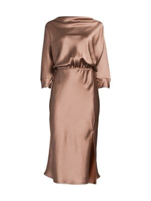 Renee C.
 Cowlneck Satin Midi Dress