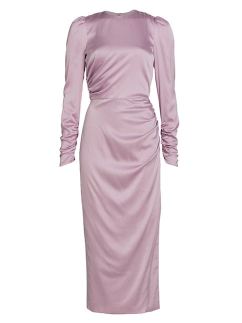 Ruched Silk Midi-Dress
