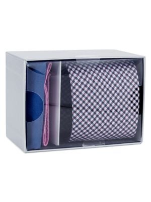 Hickey Freeman
 2-Piece Gingham Tie & Pocket Square Gift Set