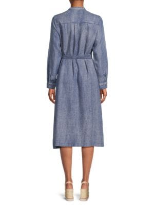 YAL New York
 Long Sleeve Denim Midi Dress