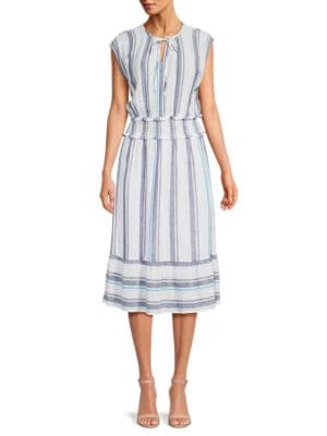 Rails
 Ashlyn Striped Linen Blend Midi Dress