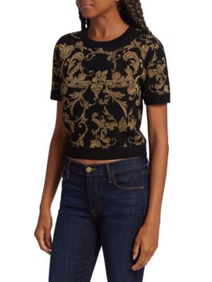 Alice + Olivia
 Ciara Jacquard Knit Crop Sweater