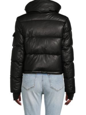 Sam
 Faux Leather Crop Puffer Jacket