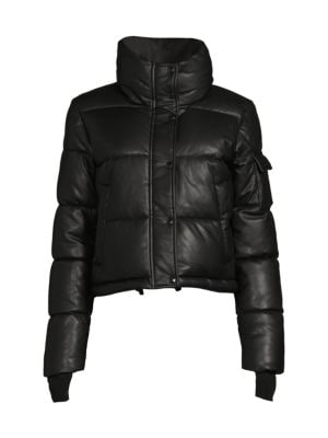 Sam
 Faux Leather Crop Puffer Jacket