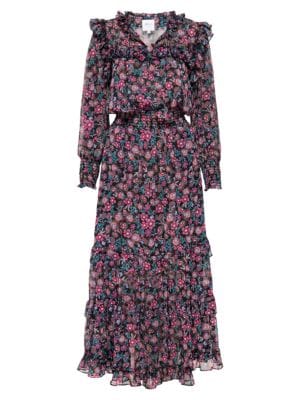 MISA Los Angeles
 Virginie Floral Ruffle Midi Dress