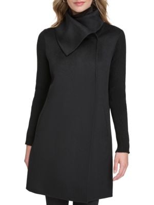 Kenneth Cole
 Ribbed Sleeve Hooded Coat