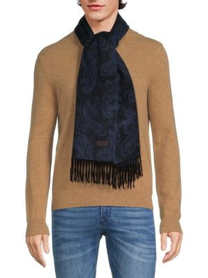 Hickey Freeman
 Plaid Cashmere Fringe Scarf